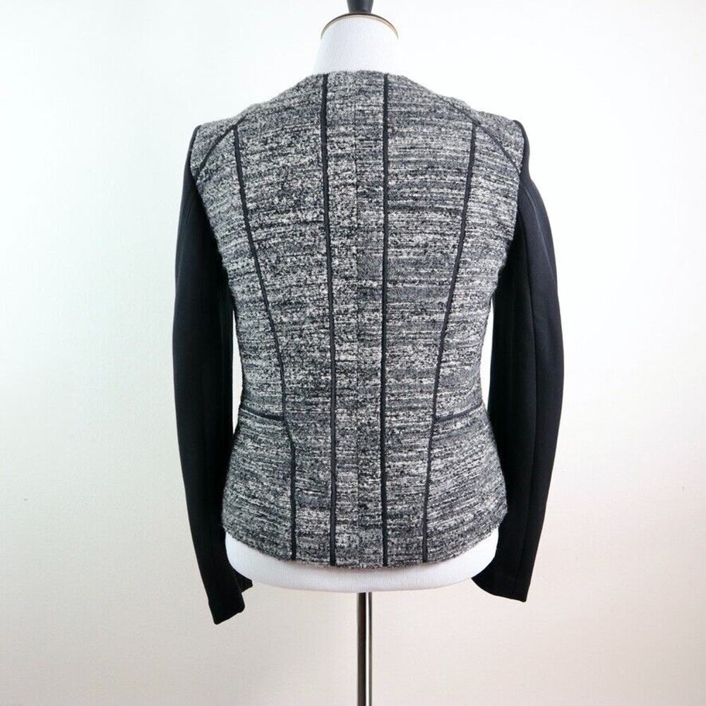 Ann Taylor Size 10 Boucle Wool Blend Moto Jacket Gray Heather - Picture 5 of 11